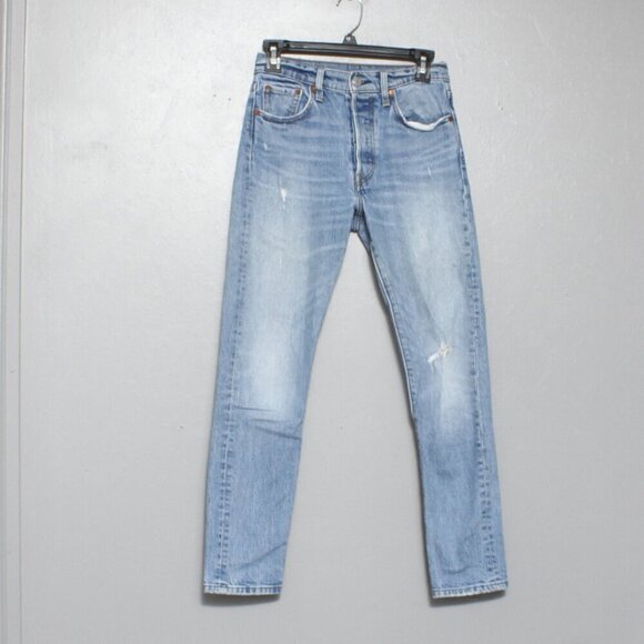 Levi’s 501 light wash distressed denim high rise jeans - Picture 1 of 10